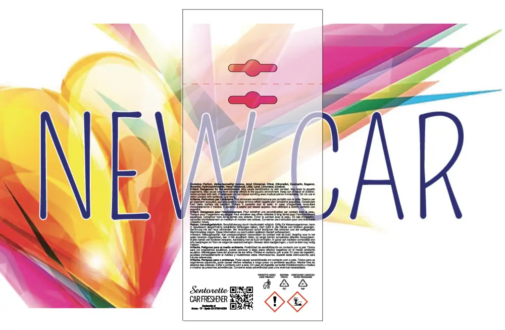 Шаблон персонализированной упаковки ароматизатора для автомобиля, аромат:﻿Новая машина